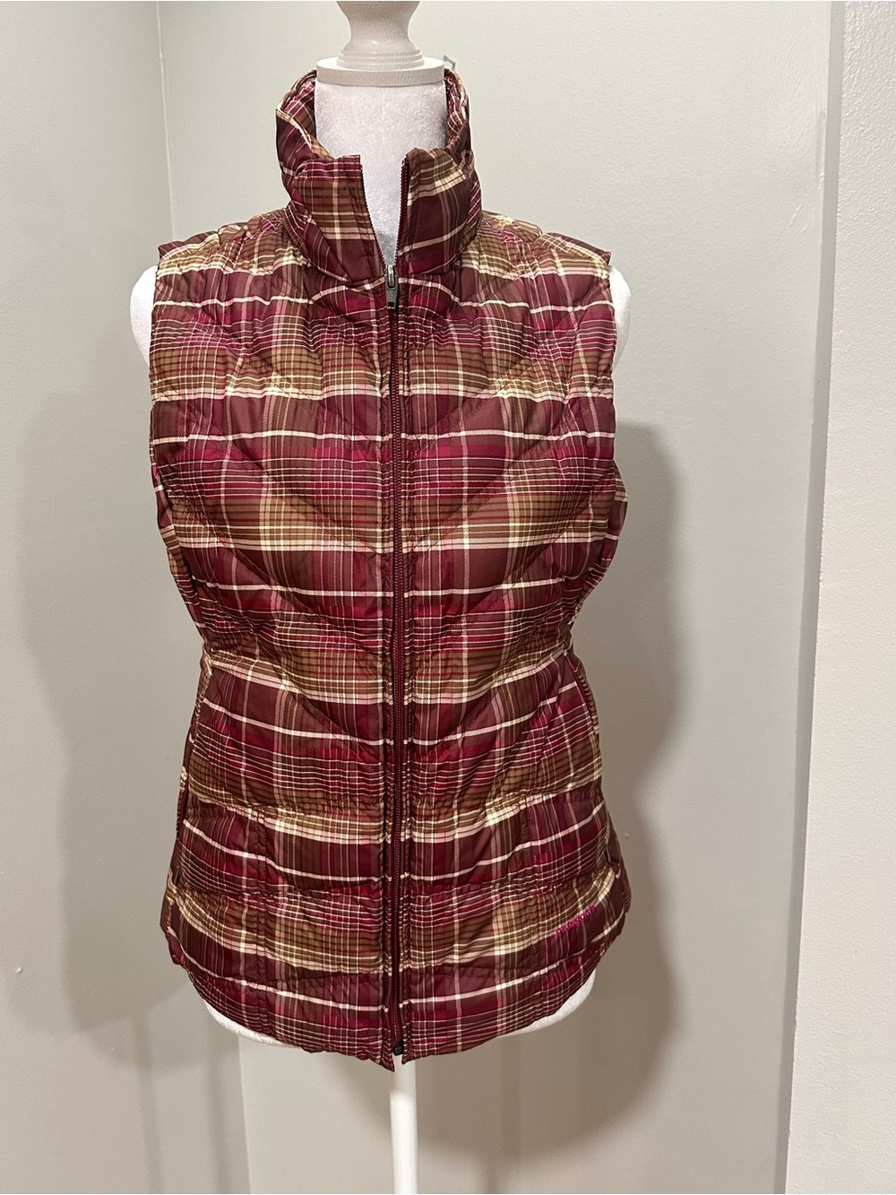 Patagonia Women's Burgundy Plaid Puffer Vest